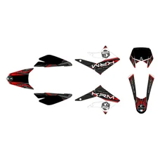 KIT DECO AUTOCOLLANT/STICKER 50 A BOITE KRM PRO RIDE POUR DERBI 50 DRD X-TREME 2011>2017, DRD RACING 2005>2010/GILERA 50 SMT 2011>2017 NOIR/ROUGE (COMPLET)