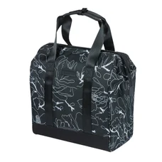 SINGLE BAG FOR BICYCLE-REAR- BASIL GRAND TARPAULIN SHOPPER -SIDE BAG LEFT/RIGHT - BLACK/WHITE- WATERPROOF 23Lt (34x19x35cm)