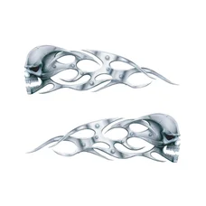 STICKER LETHAL THREAT SKULL CHROME (70x110mm)  (LT55012)