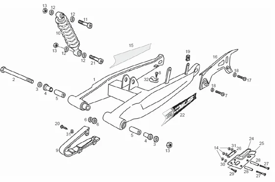 Fourche arriere - Amortisseur