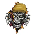 AUTOCOLLANT/STICKER LETHAL THREAT LOW RIDER RIP SKULL (60x80mm)