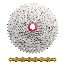 CASSETTE ET CHAINE (PACK) 12V. SUNRACE MZ800 11-51 VTT COMPATIBLE SHIMANO METALLIC ARGENT AVEC CHAINE CN12Z 126 MAILLONS (LIVRE EN BOITE)  (11-13-15-17-19-21-24-28-33-39-45-51)