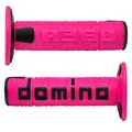 REVETEMENT POIGNEE DOMINO MOTO OFF ROAD A360 FUCHSIA/NOIR CLOSED END 120-123mm (PAIRE)