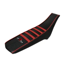 HOUSSE DE SELLE 50 A BOITE KRM PRO RIDE POUR DERBI 50 SENDA 2018>/GILERA 50 SMT, RCR 2018>/APRILIA 50 SX, RX 2018> NOIR/ROUGE
