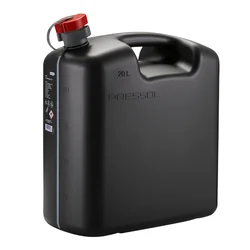 JERRYCAN/BIDON ESSENCE/CARBURANT PRESSOL EN POLYETHYLENE NOIR AVEC BEC FLEXIBLE 20L
