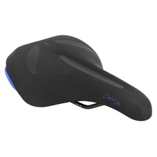 SELLE NEWTON CITY COMFORT LINE LARGE NOIR/BLEU 266x208mm RAIL ACIER NOIR