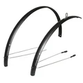GARDE BOUE CITY/VTC TRINGLES 28'' STRONGLIGHT ALU R'LIGHT 48mm NOIR MAT (PAIRE) AVEC FIXATION CLASSIC TRINGLES INOX