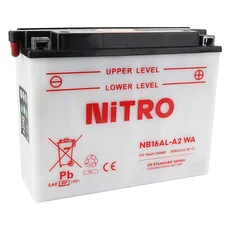 BATTERIE 12V 16 Ah NB16AL-A2 NITRO CONVENTIONNELLE AVEC ENTRETIEN (Lg207xL72xH164mm) (EQUIVALENT YB16AL-A2)