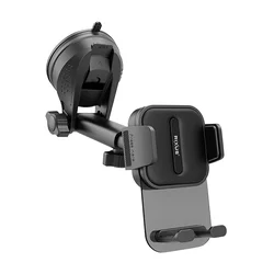 SUPPORT SMARTPHONE/TELEPHONE RIXUS UNIVERSEL A PINCE ROTATION 360- NOIR FIXATION VENTOUSE SUR PARE-BRISE VOITURE (VENDU A L'UNITE) -RXHW11