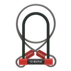 ANTITHEFT FOR BICYCLE -U LOCK ZEFAL K-TRAZ U13 (KEY LOCK) 115x230mm Ø 13mm + EXTENDER CABLE 1.2M WITH CLIP BRACKET- SECURE LEVEL SILVER  - 2 Stars Fub Approved