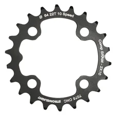 PLATEAU VTT 4BRA D.64 POUR SRAM XO+SHIMANO (SAUF XT/XTR) STRONGLIGHT DOUBLE 22DTS INTERIEUR NOIR NON FILETE 10V. - EPAISSEUR 3.5mm