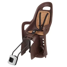 PORTE BEBE/SIEGE ENFANT ARRIERE POLISPORT VAE A FIXER SUR CADRE GROOVY BIO MARRON COUSSIN LIEGE RECYCLABLE (9 A 22Kgs) COMPATIBLE 29" ET PETIT CADRE- HOMOLOGUE EN 14344