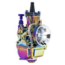 CARBURATEUR TYPE PWK 24 TITANIUM A BOISSEAU PLAT AVEC POWERJET ET STARTER A TIRETTE (QUALITE PREMIUM)  -P2R-