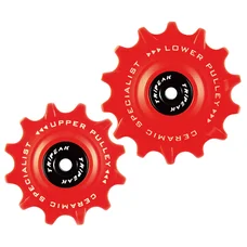 GALET DERAILLEUR ROUTE TRIPEAK 12-14 DENTS ROULEMENT G5 CERAMIQUE POUR SRAM ETAP AXS 12V. ROUGE (BLISTER DE 2)