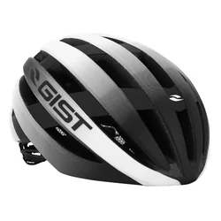 ROAD BIKE ADULT HELMET - GIST REVOL WHITE/BLACK For lady and junior- FULL IN-MOLD -EURO 54-58 RATCHET SETTING
