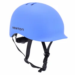 CASQUE VELO ADULTE NEWTON URBAIN/CITY URBAN BLEU MAT IN-MOLD AVEC VISIERE ET LOCK TAILLE 58-61 (VENDU EN BOITE) ECLAIRAGE INTEGRE SUR MOLETTE REGLAGE