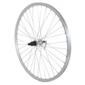 WHEEL FOR TREKKING BIKE- 700X35 REAR ER10 -ALUMINIUM DOUBLE-WALLED- SHIMANO HUB - SILVER -QUICK RELEASE- CASSETTE 9/8 Speed