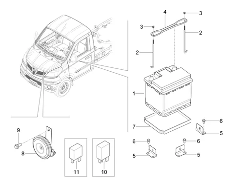 Relais - Batterie - Avertisseur sonore