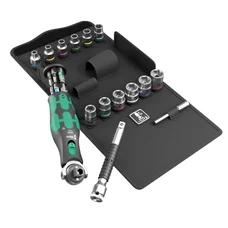 WERA  8009 ZYKLOP SPEED - RATCHET SCREWDRIVER WITH PIVOTING HEAD FOR 1/4 or 3/8 BITS( With bits magazine integrated) (SET 27 PIECES) German tools for workshop