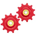 GALET DERAILLEUR TRIPEAK 11-11 DENTS ROULEMENT G5 CERAMIQUE POUR SHIMANO RD91xx/80xx/70xx 12V. ROUGE (4 RONDELLES DURACE/4 RONDELLES ULTEGRA ,105) (BLISTER DE 2)