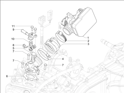Boîtier papillon - Injecteur - Raccord d'admission