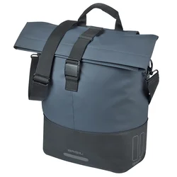 SACOCHE ARRIERE VELO LATERALE SAC BANDOULIERE BASIL COVE SHOPPER BLEU MARINE/NOIR DROIT/GAUCHE 14/16L FIXATION MIK HOOKS PORTE BAGAGE FERMETURE PLIANT ANTI-PLUIE