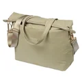 SACOCHE ARRIERE VELO LATERALE BASIL MANHATTAN POUR ORDINATEUR PORTABLE WATERPROOF BEIGE FIXATION HOOK ON SUR PORTE BAGAGE (12x38x30cm) AVEC POIGNEE ET BANDOUILLERE FERMETURE ENROULEMENT