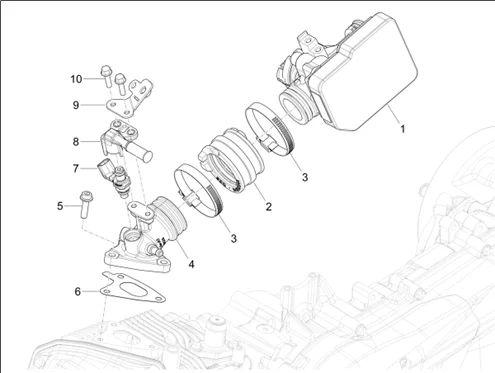 Boîtier papillon - Injecteur - Raccord d'admission