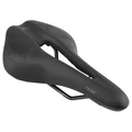 SELLE NEWTON ROUTE/VTT NOIR CONFORT AVEC TROU CENTRAL 258x157mm RAIL ACIER NOIR