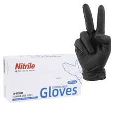 GANTS ATELIER NITRILE NOIR HOMOLOGUE CE  T7 (S)  (BOITE DE 100)  -SELECTION P2R-