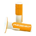 REVETEMENT POIGNEE PROGRIP MOTO OFF ROAD 801 DOUBLE DENSITE FLUO DESIGN BLANC/ORANGE FLUO CLOSED END 115mm (CROSS/MX) (PAIRE)