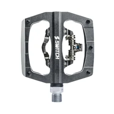 PEDALE GRAVEL / VTT  PLATE SWITCH AUTOMATIQUE OU STANDARD ALU CNC GRIS 90 x 90 mm (COMPATIBLE SHIMANO SPD) (PAIRE)