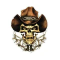 AUTOCOLLANT/STICKER LETHAL THREAT MINI COWBOY SKULL (60x80mm)