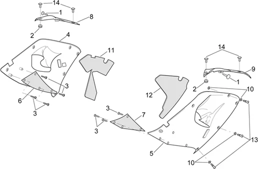 Carrosserie centrale - Carénage sup.