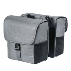DOUBLE BAG FOR BICYCLE -REAR- BASIL GO 32L GREY -  ON CARRIER WITH VELCRO TAPES - COMPATIBLE MIK SYSTEM