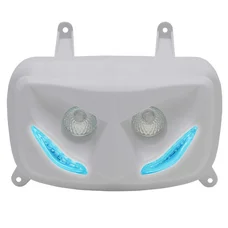 DOUBLE OPTIQUE SCOOT REPLAY RR8 POUR MBK 50 BOOSTER 2004>/YAMAHA 50 BWS 2004> BLANC AVEC LEDS BLEU **
