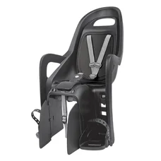 PORTE BEBE/SIEGE ENFANT ARRIERE POLISPORT A FIXER SUR PORTE BAGAGE FIXATION ETAU GROOVY NOIR COUSSIN GRIS (9 A 22Kgs) HOMOLOGUE EN 14344