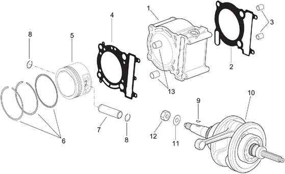 Arbre moteur - Cylindre - Piston