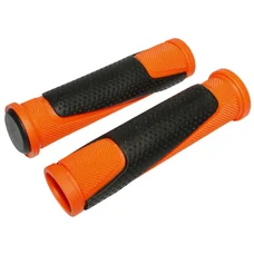 POIGNEE VTT NEWTON BI-MATIERE ORANGE/NOIR L130mm (PAIRE)