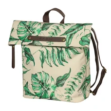 SINGLE BAG FOR BICYCLE -REAR-TURN INTO BACKPACK- BASIL EVERGREEN DAYPACK BEIGE-WITH LEATHER HANDLE- LEFT or RIGHT - 14/19Lt - HOOKS ON CARRIER - WATERPROOF FOLDING CLOSING