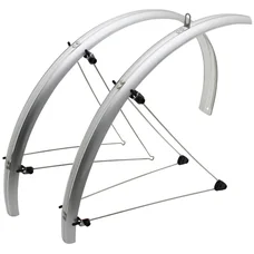 GARDE BOUE CITY/VTC TRINGLES 28'' STRONGLIGHT ROAD 48mm ARGENT (PAIRE) AVEC FIXATION CLASSIC TRINGLES INOX