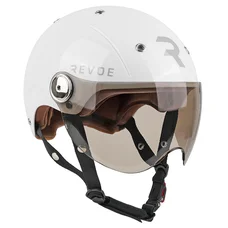 CASQUE VELO ADULTE REVOE PREMIUM URBAIN/CITY BLANC SKY TAILLE 55-56 VISIERE REGLABLE, PROTECTION OREILLE AMOVIBLE (VENDU EN BOITE) COMPATIBLE EBIKE ET TROTTINETTE - HOMOLOGATION EN1078+A1