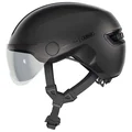CASQUE VELO ADULTE ABUS URBAIN HUD-Y ACE VELOURS NOIR ECLAIRAGE INTEGRE TAILLE M (54-58cm) REGLAGE MOLETTE