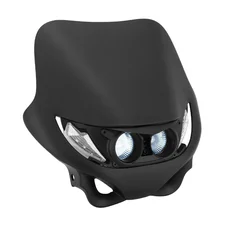 HEADLIGHT FAIRING FOR 50cc MOTORBIKE REPLAY ENDURO 2 With leds integrated turn signal - HALOGEN 2x20W MATT BLACK (with fittings)