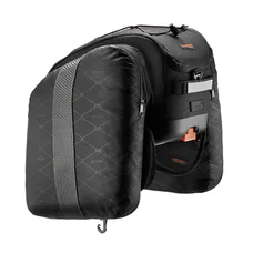 SACOCHE ARRIERE VELO DOUBLE / TRUNKBAG IBERA COMMUTER NOIR 15L FIXATION ARRIERE AVEC PLAQUE LIVRE POUR TOUT PORTE BAGAGE (37x22x25cm)