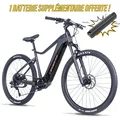 VELO ELECTRIQUE/VAE VTT 29 LEADER FOX KENT 2025 GRIS MAT 9V MOTEUR CENTRAL BAFANG M510 36V 95Nm BATTERIE 20Ah (17,5'' - H44,5cm - TAILLE M - POUR ADULTE DE 168cm à 178cm) +2ème BATTERIE POUR 1 EURO