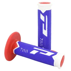 GRIP- PROGRIP OFF ROAD 788 TRIPLE DENSITY SPECIAL EDITION  WHITE/BLUE/RED 115mm (PAIR) (CROSS/MX)
