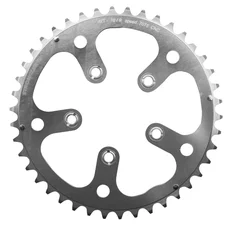PLATEAU ROUTE 5BRA D.130 STRONGLIGHT 42DTS PORTEUR ARGENT D.74 ALU 7075 TYPE SHIMANO 9/10V.