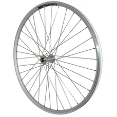 WHEEL FOR TREKKING BIKE- 700X35 FRONT M240 -ALUMINIUM REINFORCED - MICHE MAGNUM HUB SILVER -QUICK RELEASE- SPECIAL FOR RENTAL (DOUBLE WALLED RIM WITH EYELETS+STAINLESS SPOKES)