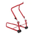 LEVE/BEQUILLE STAND MOTO P2R AVANT FIXATION SOUS TE DE FOURCHE ACIER ROUGE (HAUTEUR REGLABLE 67 à 88 cm)